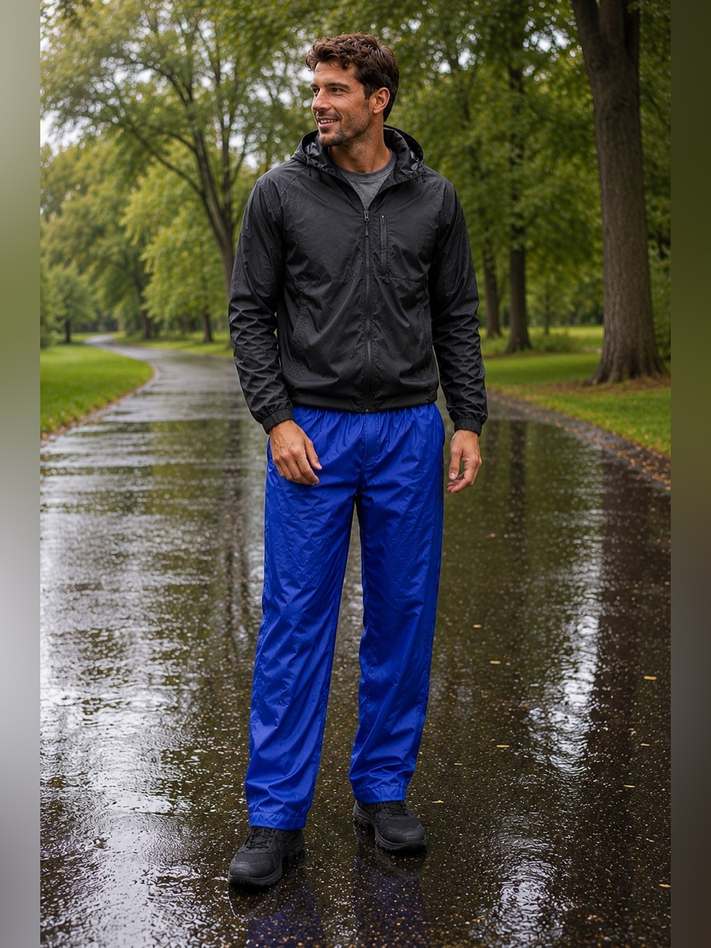 Woolrich Royal Blue Nylon Rain Pants Men’s Large Waterproof Shell